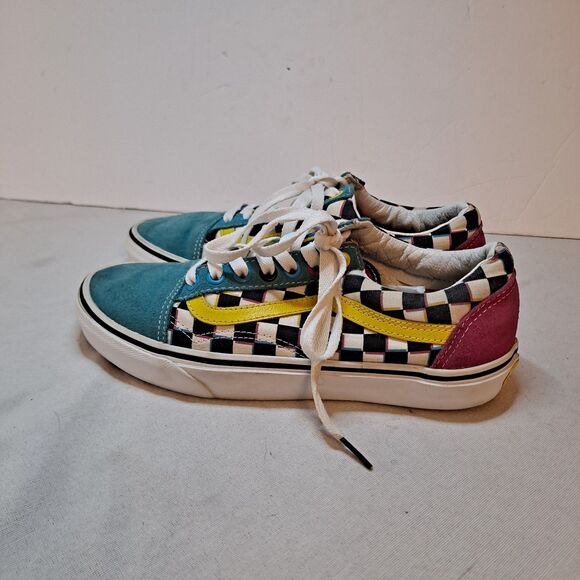 Vans Old Skool Crazy Checks Sneakers Unisex Mens 6.5 Womens 8 Suede Multicolor - Picture 2 of 9